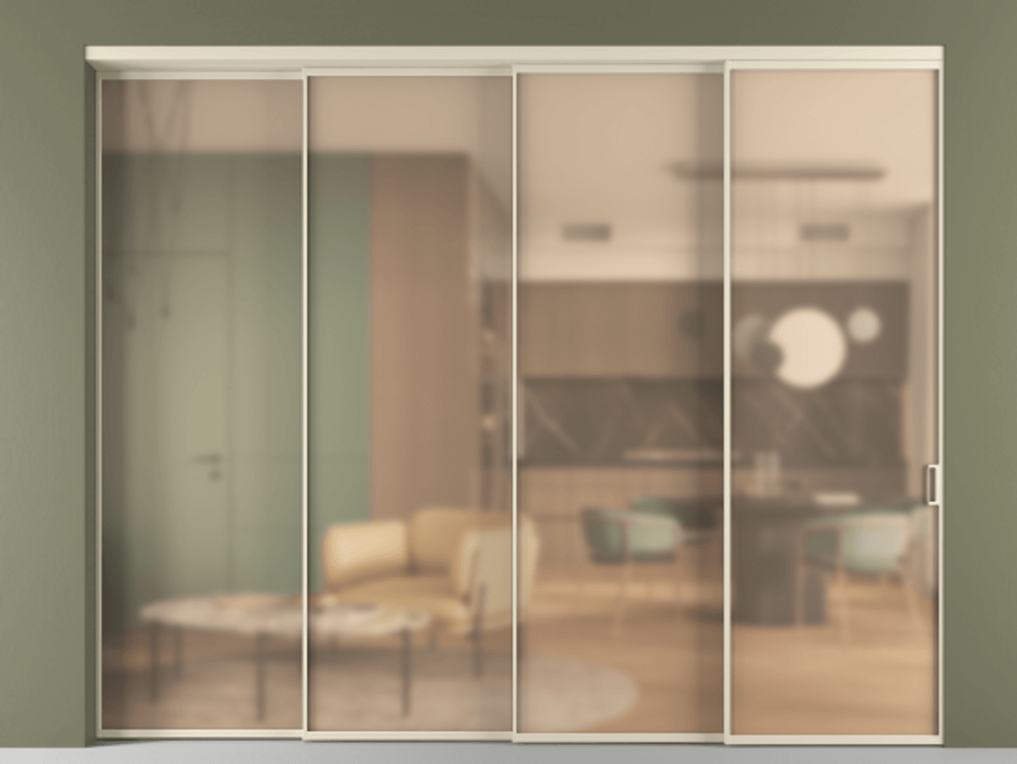 Перегородка Формато внутри проёма 4 створки с синхронным механизмом АЛПР 040.01 Алюминий бежево-серый Сатинированное оранжевое стекло, триплекс. Цена 432500 ₽ 1. Полотно 4 шт. (800/2100 мм)
2. Комплект установки раздвижной системы
3. Базовый комплект фурнитуры
4. Комплект фурнитуры телескопик синхро-3
5. Ручка RONDO
. Фабрика дверей Волховец 8 (800) 551 43 19 Перегородка Формато внутри проёма 4 створки с синхронным механизмом АЛПР 040.01 Алюминий бежево-серый Сатинированное оранжевое стекло, триплекс Цена 432500 ₽ | Volhovec