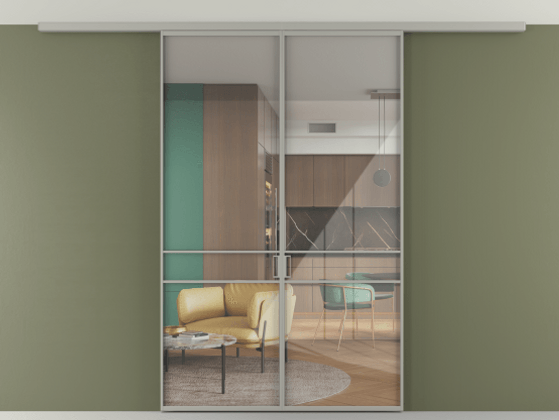 Перегородка Формато вдоль стены на потолок 2 створки АЛПР 040.02 Алюминий нейтральный серый Рефлективное прозрачное стекло "Стопсол", калёное. Цена 1400570 AMD 1. Полотно 2 шт. (800/2100 мм)
2. Комплект установки раздвижной системы
3. Базовый комплект фурнитуры
4.Ручка Рондо. Фабрика дверей Волховец 8 (800) 551 43 19 Перегородка Формато вдоль стены на потолок 2 створки АЛПР 040.02 Алюминий нейтральный серый Рефлективное прозрачное стекло "Стопсол", калёное Цена 1400570 AMD | Volhovec