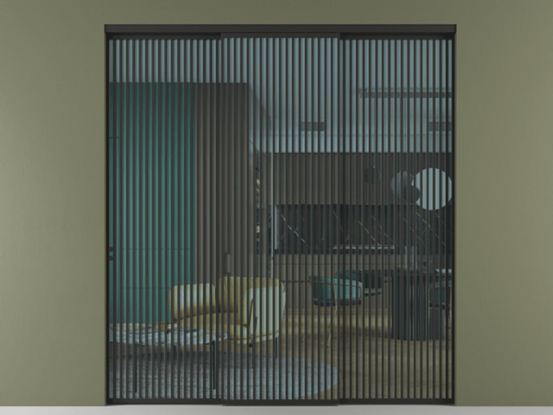 Перегородка Formato внутри проёма 3 створки АЛПР 040.06 Алюминий Черный Прозрачное голубое стекло, триплекс Цена 3119900 AMD | Volhovec