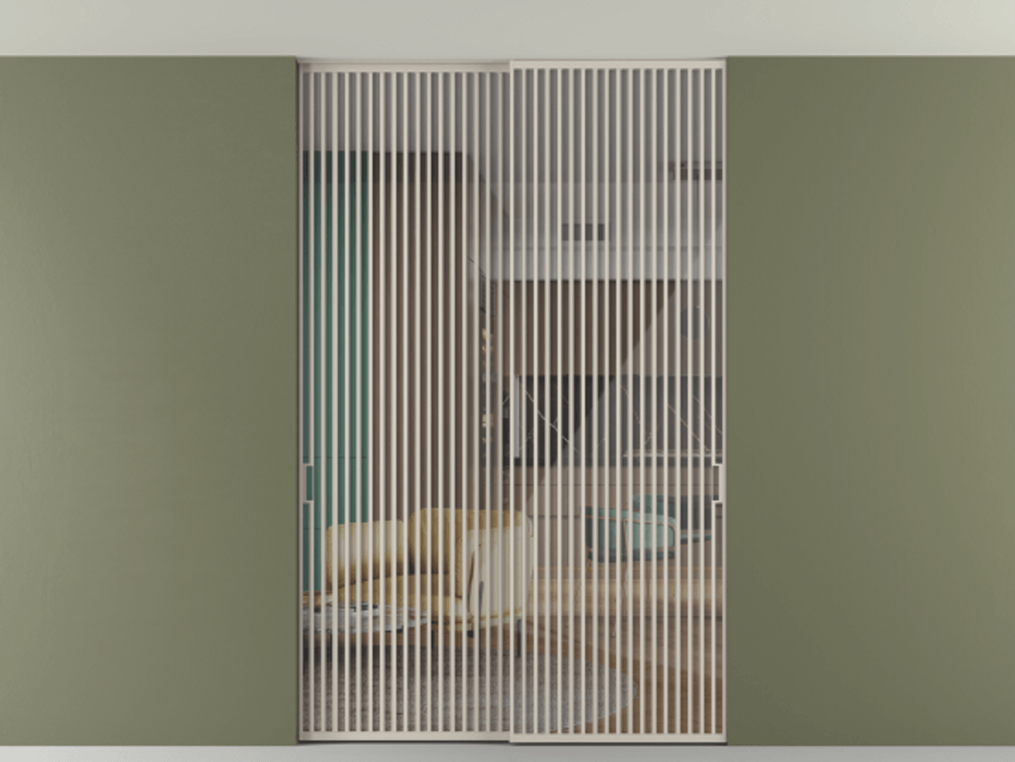 Перегородка Formato внутри проёма скрытое крепление в потолок 2 створки АЛПР 040.06 Алюминий светло-бежевый Рефлективное прозрачное стекло "Stopsol", калёное. Цена 521120 ₽ 1. Полотно 2 шт. (800/2100 мм)
2. Комплект установки раздвижной системы
3. Базовый комплект фурнитуры
4. Ручка RONDO. Фабрика дверей Волховец 8 (800) 551 43 19 Перегородка Formato внутри проёма скрытое крепление в потолок 2 створки АЛПР 040.06 Алюминий светло-бежевый Рефлективное прозрачное стекло "Stopsol", калёное Цена 521120 ₽ | Volhovec