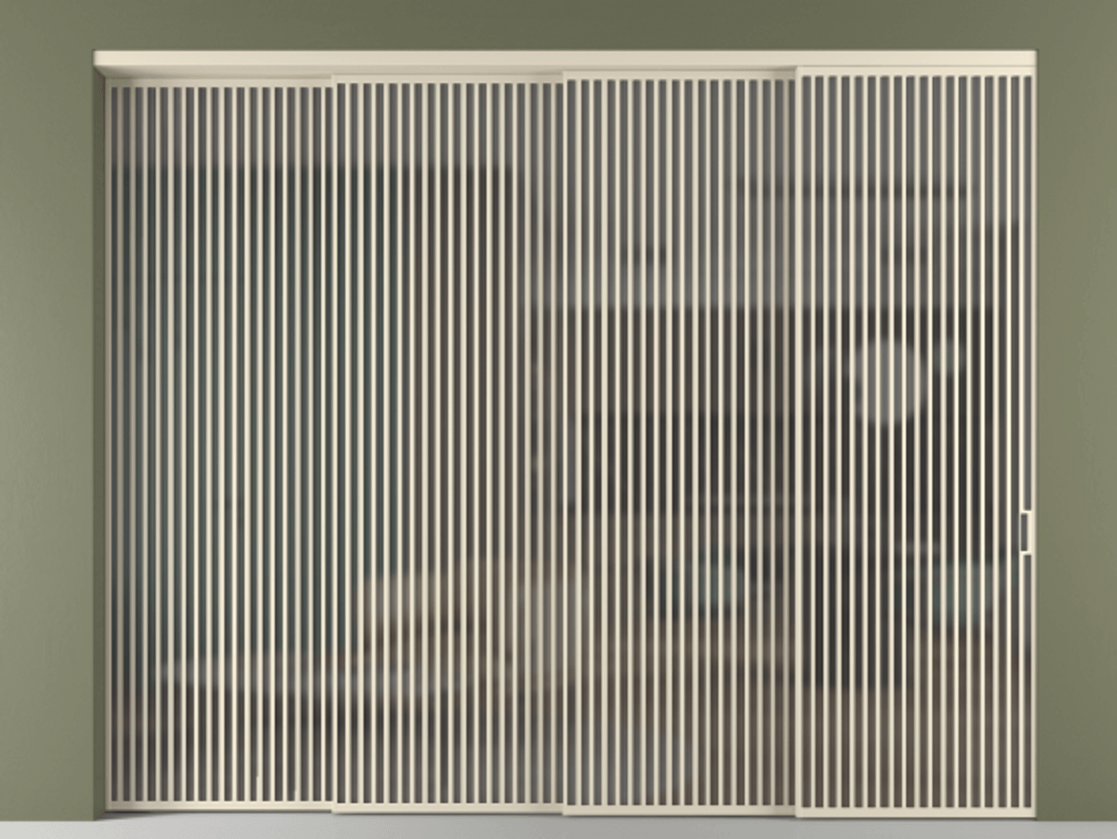 Перегородка Формато внутри проёма 4 створки с синхронным механизмом АЛПР 040.06 Алюминий бежево-серый Сатинированное серое стекло, триплекс Цена 5242250 AMD | Volhovec