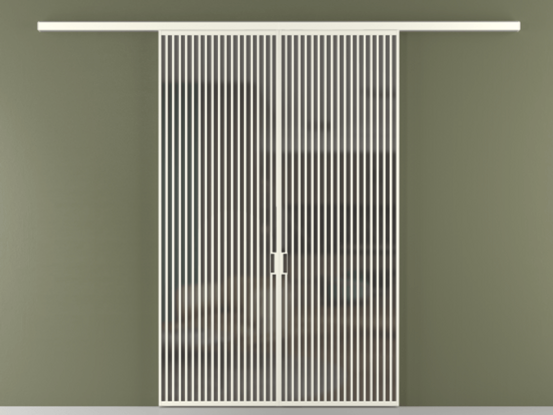 Перегородка Формато вдоль стены 2 створки АЛПР 040.06 Алюминий жемчужный Сатинированное серое стекло, триплекс Цена 2309480 AMD | Volhovec