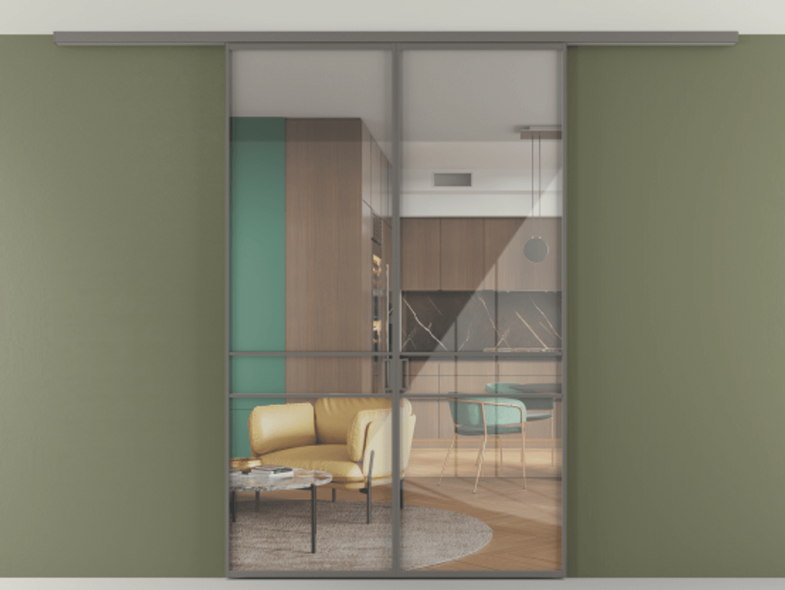 Перегородка Формато вдоль стены на потолок 2 створки АЛПР 040.02 Алюминий классический серый Рефлективное прозрачное стекло "Стопсол", калёное. Цена 1400570 AMD 1. Полотно 2 шт. (800/2100 мм)
2. Комплект установки раздвижной системы
3. Базовый комплект фурнитуры
4.Ручка Рондо. Фабрика дверей Волховец 8 (800) 551 43 19 Перегородка Формато вдоль стены на потолок 2 створки АЛПР 040.02 Алюминий классический серый Рефлективное прозрачное стекло "Стопсол", калёное Цена 1400570 AMD | Volhovec