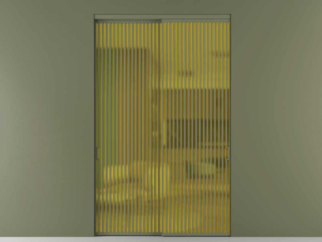 Перегородка Formato внутри проёма 2 створки АЛПР 040.06 Алюминий оливковый тёмный Сатинированное жёлтое стекло, триплекс Цена 3855900 AMD  | Volhovec