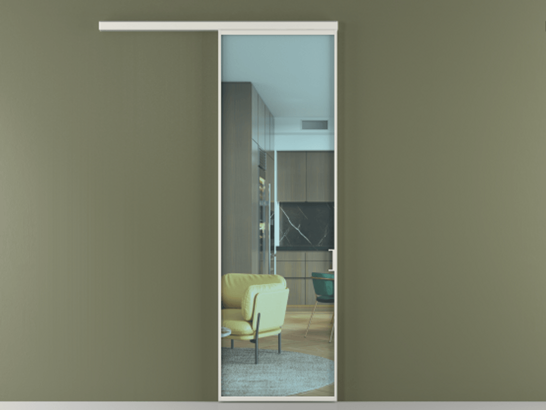 Перегородка Формато вдоль стены 1 створка АЛПР 040.01 Алюминий серый Прозрачное голубое стекло, триплекс Цена 686300 AMD  | Volhovec