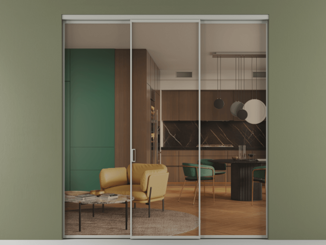 Перегородка Формато внутри проёма 3 створки АЛПР 040.01 Алюминий нейтральный серый Прозрачное бронзовое стекло, триплекс. Цена 225125 ₽ 1. Полотно 3 шт. (800/2100 мм)
2. Комплект установки раздвижной системы
3. Базовый комплект фурнитуры
4.Ручка Рондо. Фабрика дверей Волховец 8 (800) 551 43 19 Перегородка Формато внутри проёма 3 створки АЛПР 040.01 Алюминий нейтральный серый Прозрачное бронзовое стекло, триплекс Цена 225125 ₽ | Volhovec