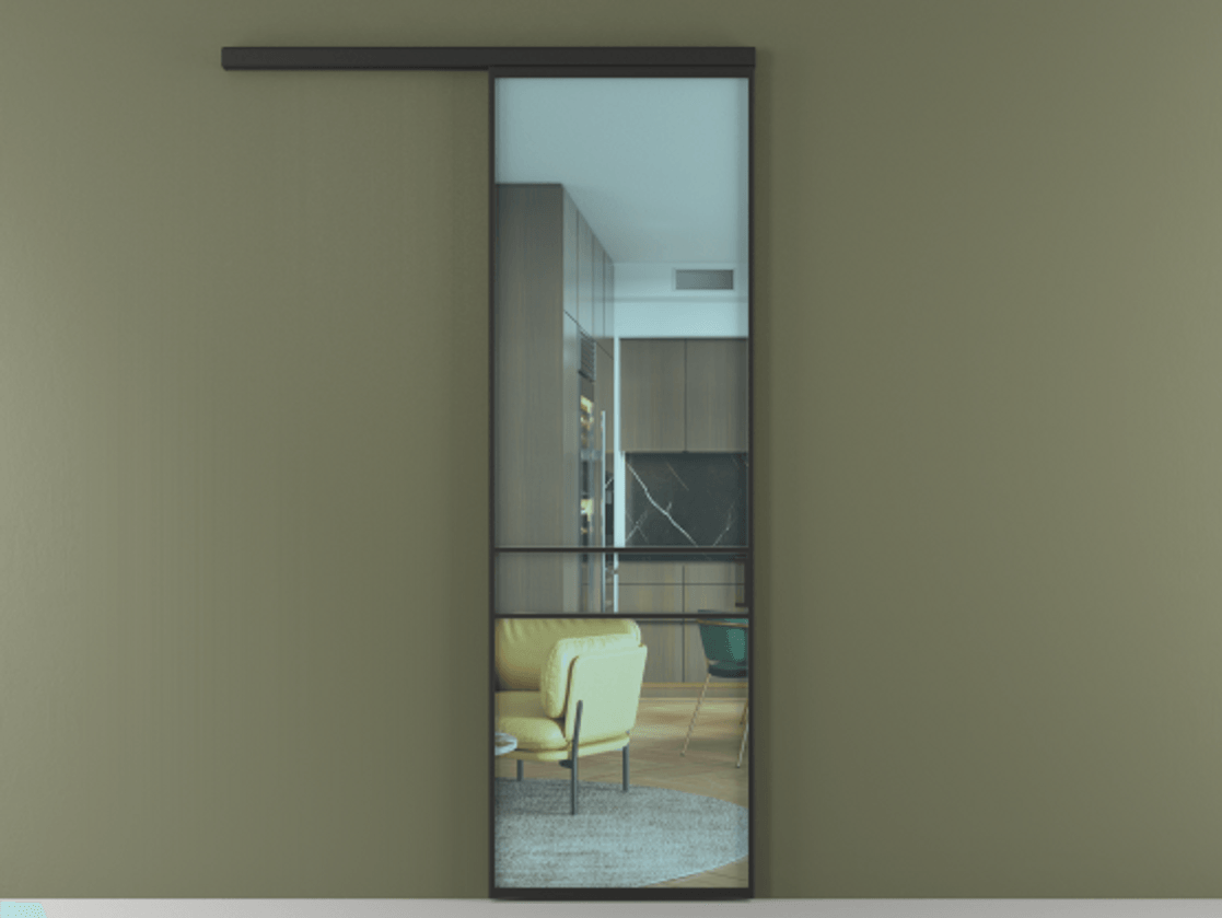 Перегородка Formato вдоль стены 1 створка АЛПР 040.02 Алюминий Черный Прозрачное голубое стекло, триплекс Цена 101900 ₽  | Volhovec