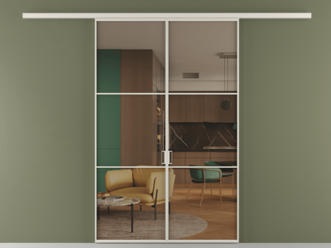 Перегородка Formato вдоль стены 2 створки АЛПР 040.03 Алюминий облачно-серый Прозрачное бронзовое стекло, триплекс Цена 1571350 AMD | Volhovec