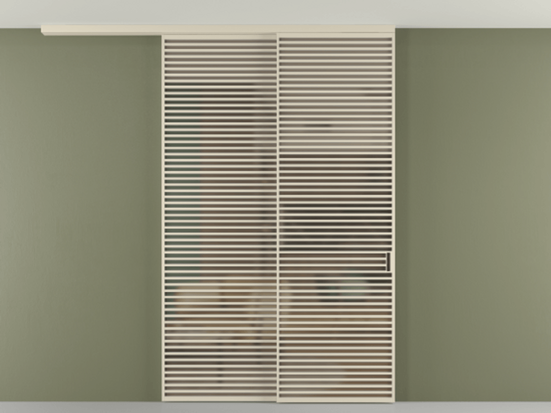 Перегородка Формато вдоль стены на потолок 2 створки с синхронным механизмом АЛПР 040.07 Алюминий бежево-серый Сатинированное бронзовое стекло, триплекс Цена 3551530 AMD | Volhovec