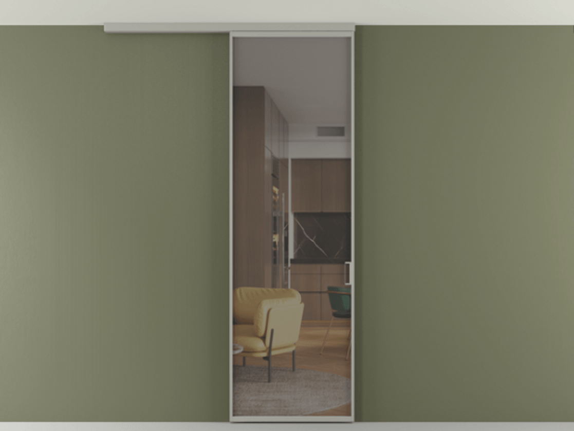 Перегородка Formato вдоль стены на потолок 1 створка АЛПР 040.01 Алюминий нейтральный серый Прозрачное серое стекло, триплекс Цена 623170 AMD | Volhovec