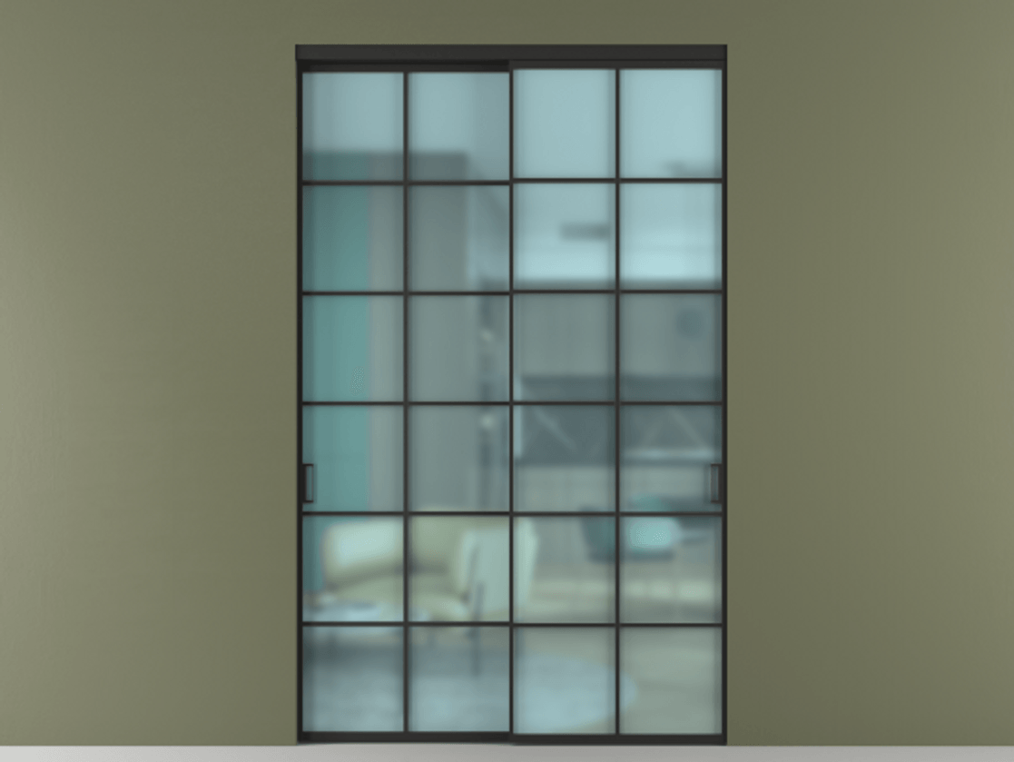 Перегородка Formato внутри проёма 2 створки АЛПР 040.05 Алюминий Черный Сатинированное голубое стекло, триплекс Цена 2855700 AMD  | Volhovec