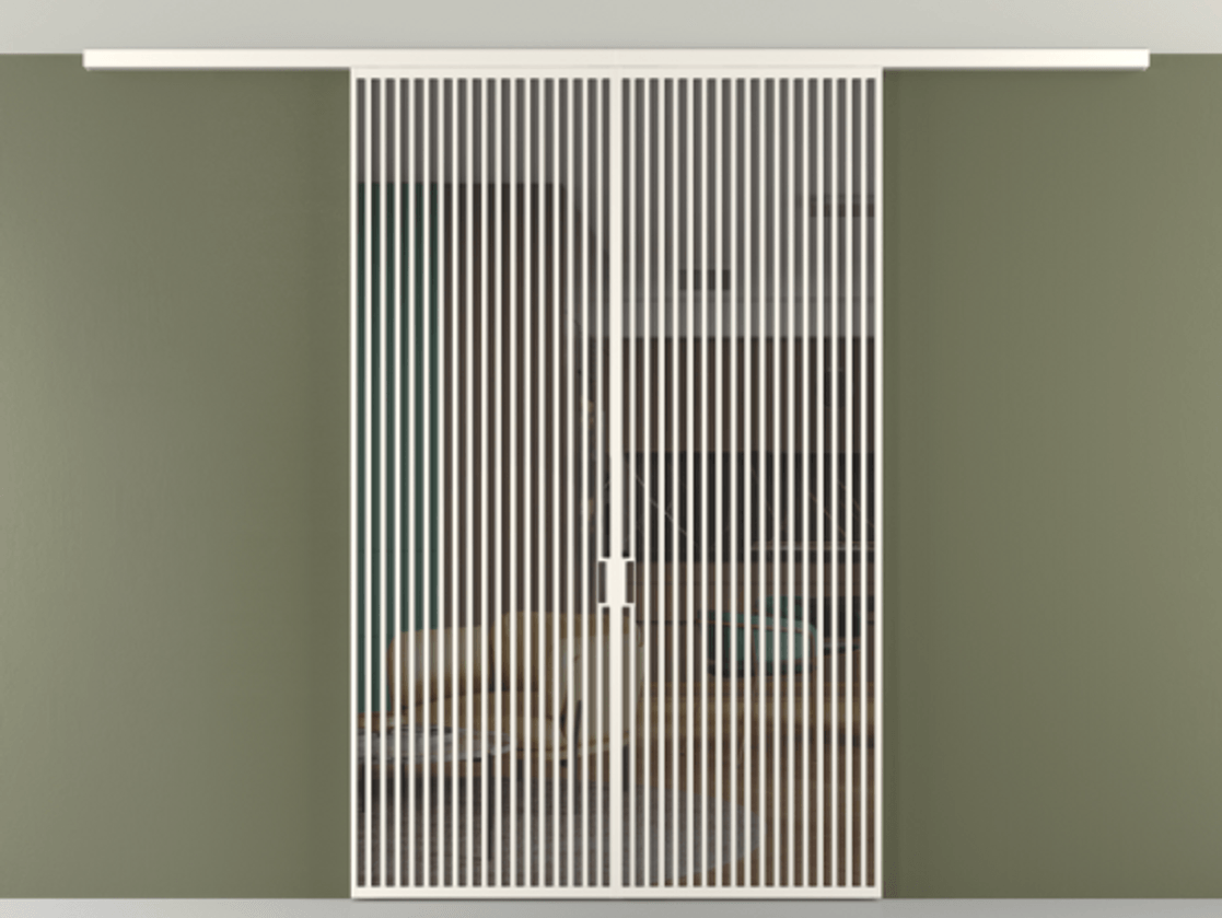 Перегородка Формато вдоль стены на потолок 2 створки АЛПР 040.06 Алюминий пудровый белый Прозрачное серое стекло, триплекс Цена 2991100 AMD | Volhovec