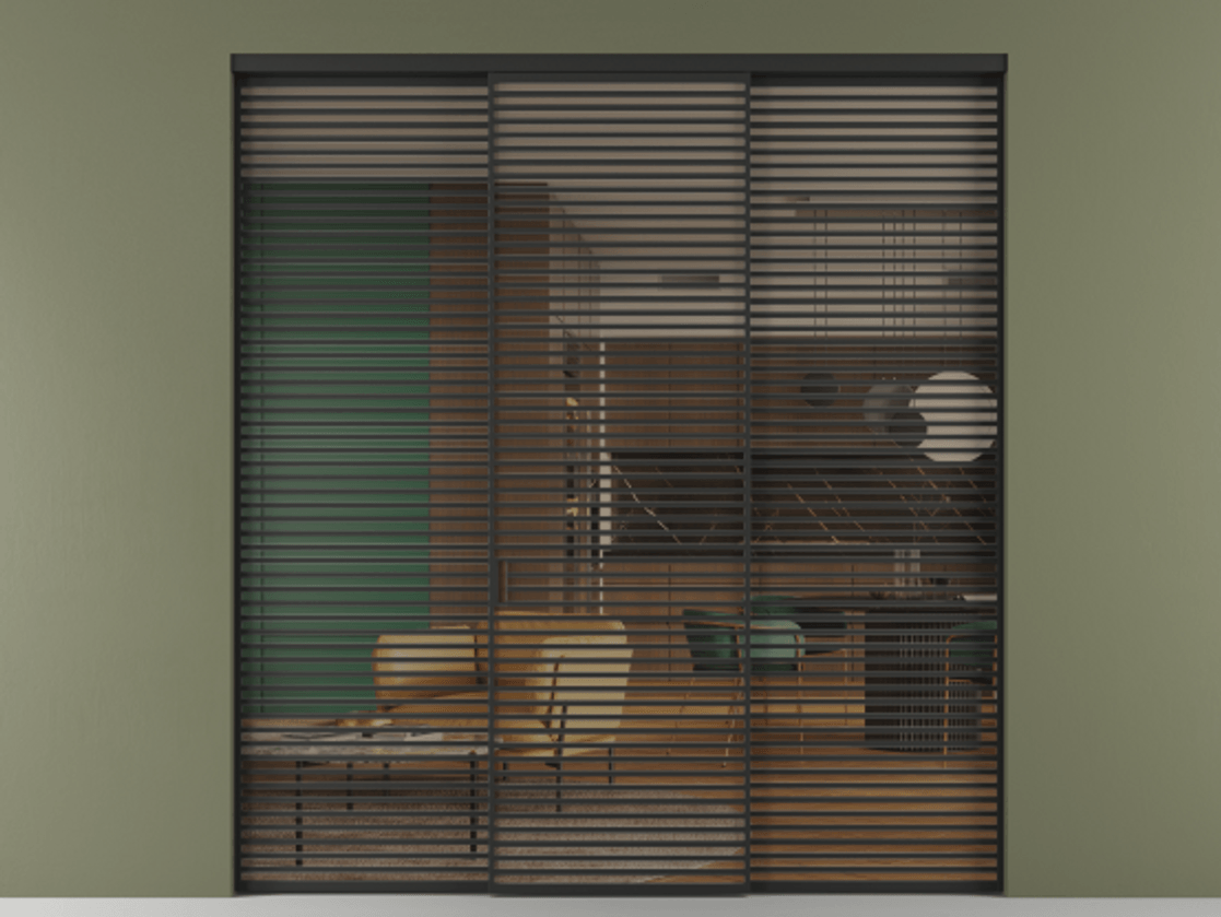 Перегородка Formato внутри проёма 3 створки АЛПР 040.07 Алюминий Черный Прозрачное бронзовое стекло, триплекс Цена 2953200 AMD | Volhovec