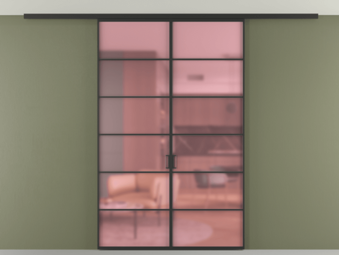 Перегородка Формато вдоль стены на потолок 2 створки АЛПР 040.04 Алюминий Черный Сатинированное розовое стекло, триплекс Цена 1293400 AMD | Volhovec