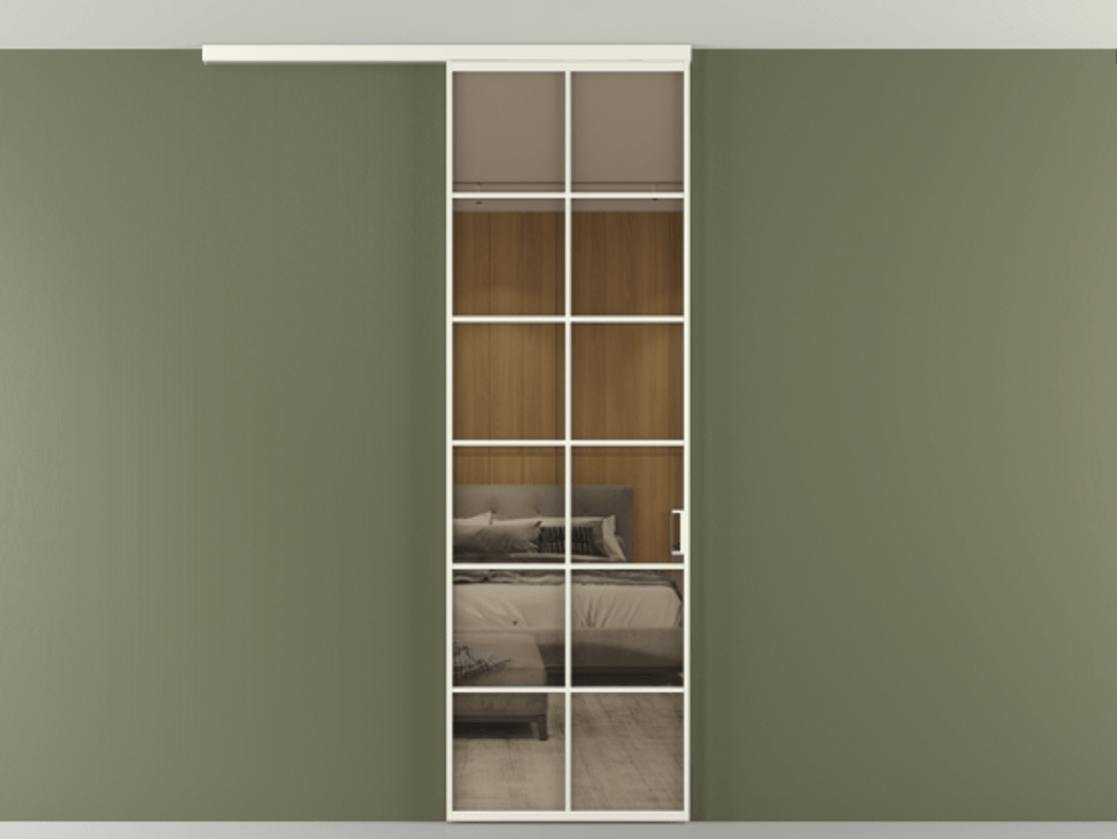 Перегородка Формато вдоль стены на потолок 1 створка АЛПР 040.05 Алюминий жемчужный Рефлективное бронзовое стекло "Стопсол", калёное Цена 770520 AMD | Volhovec