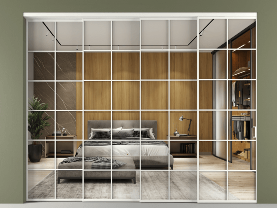 Перегородка Формато внутри проёма 4 створки с синхронным механизмом АЛПР 040.05 Алюминий светло-серый Двустороннее зеркало, триплекс , триплекс 6 мм. Цена 3295660 AMD 1. Полотно 4 шт. (800/2100 мм)
2. Комплект установки раздвижной системы
3. Базовый комплект фурнитуры
4. Комплект фурнитуры телескопик синхро-3
5. Ручка Рондо. Фабрика дверей Волховец 8 (800) 551 43 19 Перегородка Формато внутри проёма 4 створки с синхронным механизмом АЛПР 040.05 Алюминий светло-серый Двустороннее зеркало, триплекс , триплекс 6 мм Цена 3295660 AMD | Volhovec