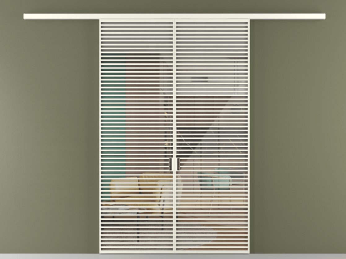 Перегородка Формато вдоль стены 2 створки АЛПР 040.07 Алюминий жемчужный Рефлективное прозрачное стекло "Стопсол", калёное Цена 3001080 AMD | Volhovec