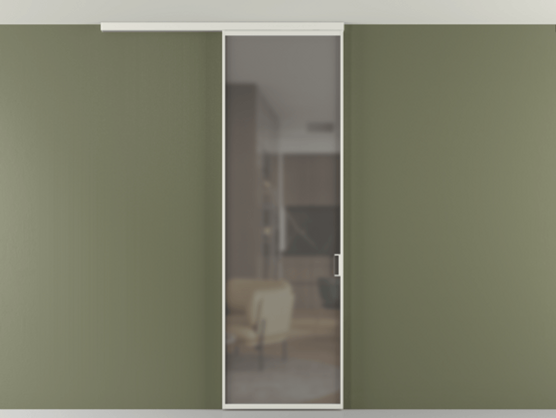 Перегородка Формато вдоль стены на потолок 1 створка АЛПР 040.01 Алюминий серый Сатинированное серое стекло, триплекс Цена 623170 AMD | Volhovec