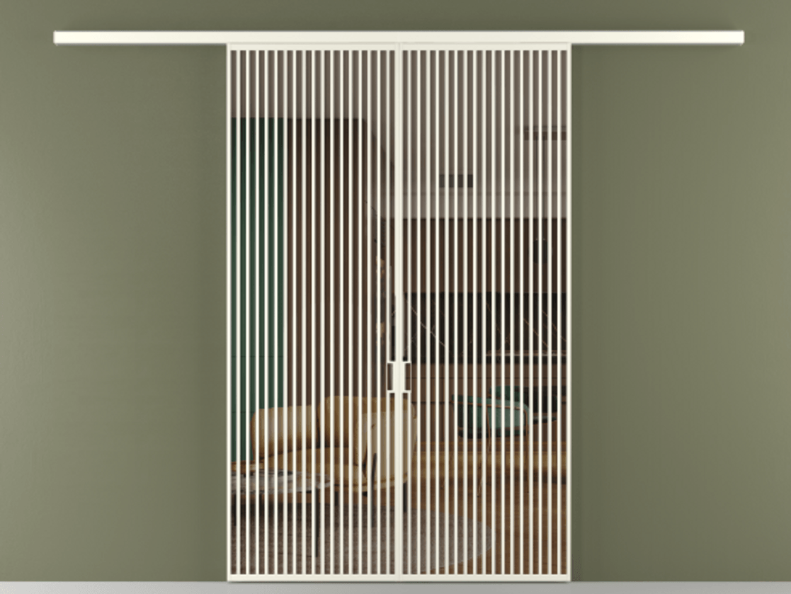 Перегородка Формато вдоль стены 2 створки АЛПР 040.06 Алюминий жемчужный Прозрачное бронзовое стекло, триплекс Цена 2309480 AMD | Volhovec