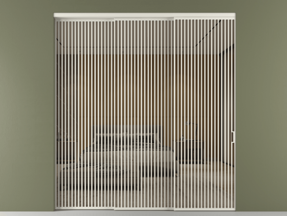 Перегородка Formato внутри проёма телескопик синхро 2 АЛПР 040.06 Алюминий Белый Рефлективное бронзовое стекло "Stopsol", калёное, 6 мм Цена 4304021 AMD  | Volhovec