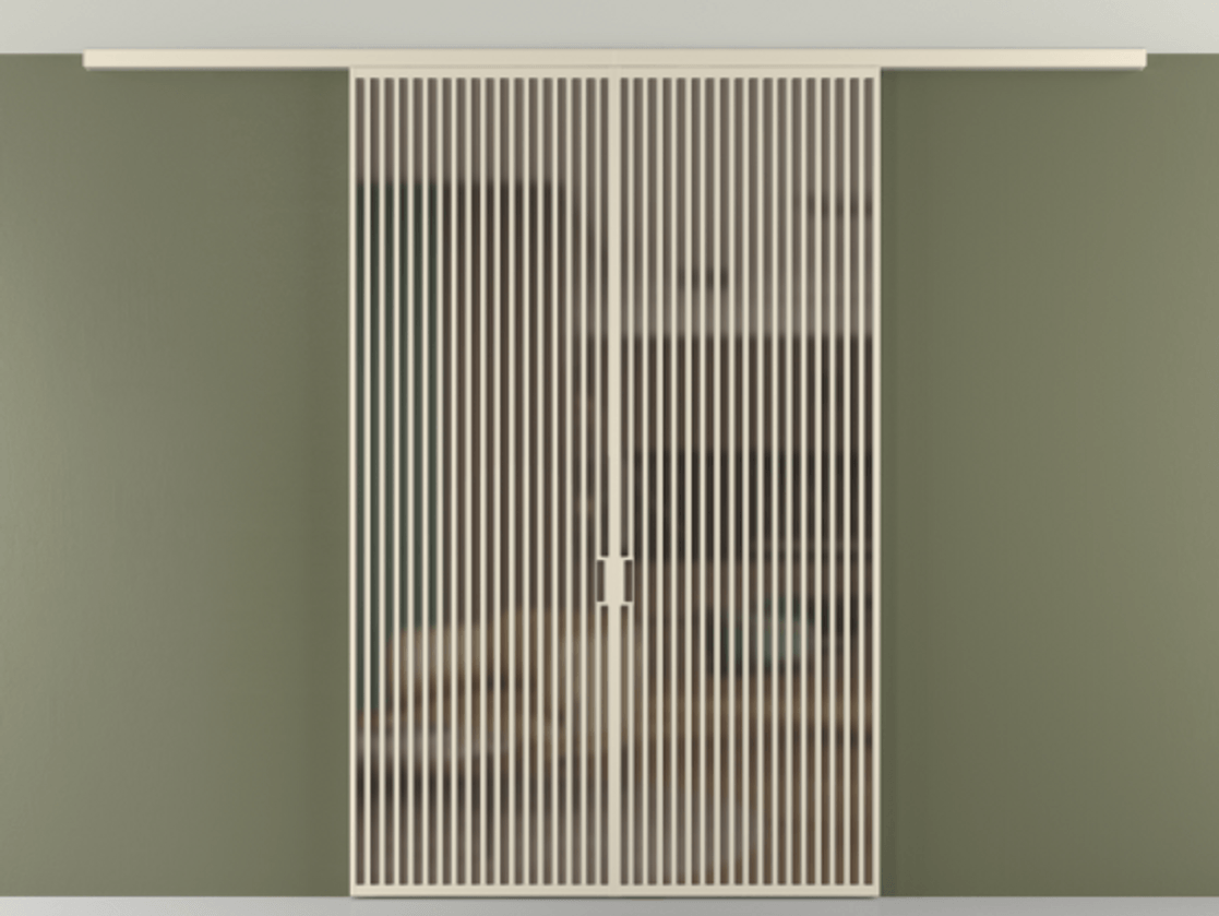 Перегородка Формато вдоль стены на потолок 2 створки АЛПР 040.06 Алюминий бежево-серый Сатинированное бронзовое стекло, триплекс Цена 2991100 AMD | Volhovec