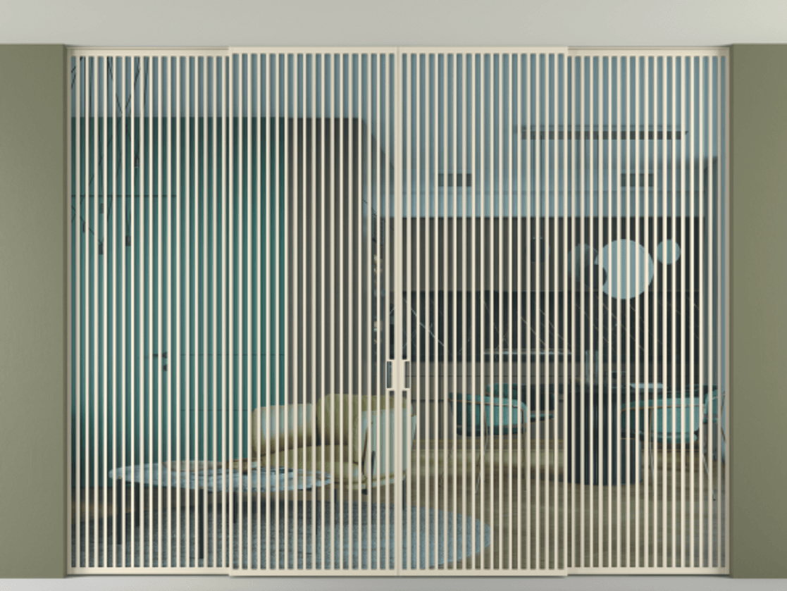 Перегородка Формато внутри проёма скрытое крепление в потолок 4 створки АЛПР 040.06 Алюминий бежево-серый Прозрачное голубое стекло, триплекс Цена 5408800 AMD | Volhovec