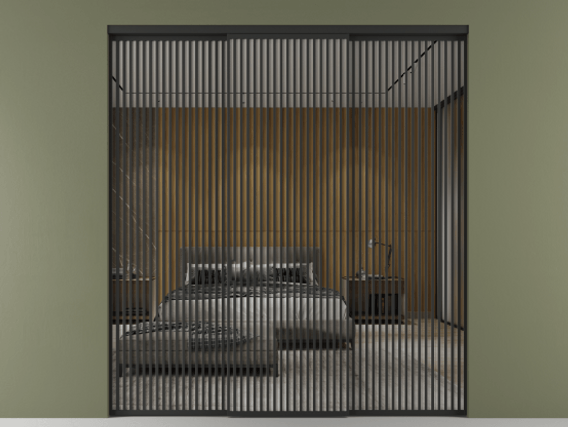 Перегородка Формато внутри проёма 3 створки АЛПР 040.06 Алюминий Черный Двустороннее зеркало, триплекс , триплекс 6 мм Цена 2953200 AMD | Volhovec