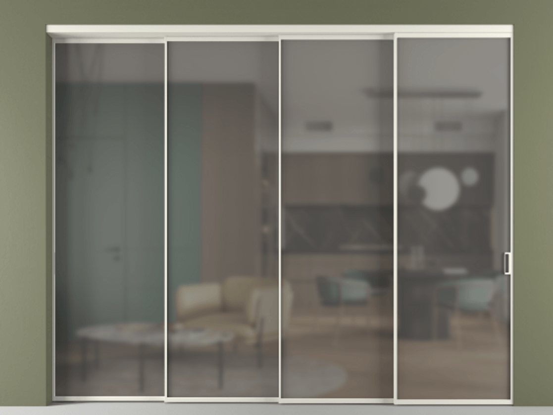 Перегородка Formato внутри проёма телескопик синхро 3 АЛПР 040.01 Алюминий Белый Сатинированное серое стекло, триплекс, 6 мм. Скрытый короб БЕЛ Цена 3042220 AMD 1. Полотно 4 шт. (800/2100 мм)
2. Комплект установки раздвижной системы
3. Базовый комплект фурнитуры
4. Комплект фурнитуры телескопик синхро-3
5. Ручка RONDO
. Фабрика дверей Волховец 8 (800) 551 43 19 Перегородка Formato внутри проёма телескопик синхро 3 АЛПР 040.01 Алюминий Белый Сатинированное серое стекло, триплекс, 6 мм Цена 3042220 AMD | Volhovec