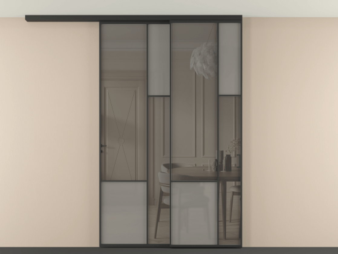 Перегородка Mosaic вдоль стены на потолок телескопик синхро 2 АЛПР 041.12 Алюминий Черный Сатинированное серое стекло, триплекс, 6 мм + Прозрачное серое стекло, триплекс, 6 мм. Скрытый короб ЧЕР Цена 2096170 AMD . Фабрика дверей Волховец 8 (800) 551 43 19  Перегородка Mosaic вдоль стены на потолок телескопик синхро 2 АЛПР 041.12 Алюминий Черный Сатинированное серое стекло, триплекс, 6 мм + Прозрачное серое стекло, триплекс, 6 мм Цена 2096170 AMD | Volhovec