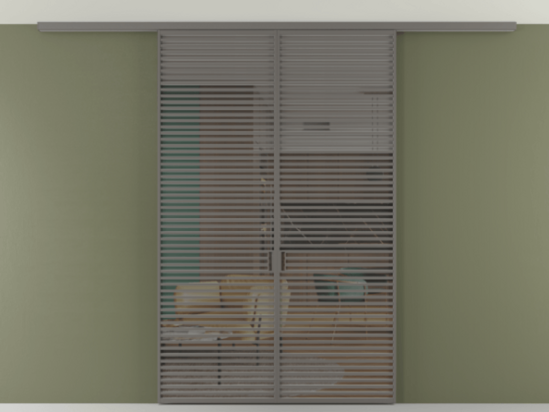 Перегородка Формато вдоль стены на потолок 2 створки АЛПР 040.07 Алюминий классический серый Прозрачное серое стекло, триплекс Цена 2477450 AMD | Volhovec