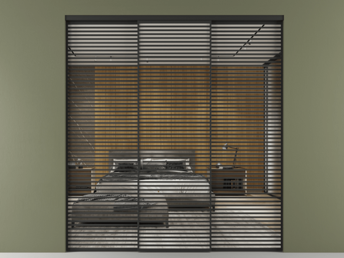 Перегородка Формато внутри проёма 3 створки АЛПР 040.07 Алюминий Черный Двустороннее зеркало, триплекс , триплекс 6 мм Цена 2953200 AMD | Volhovec