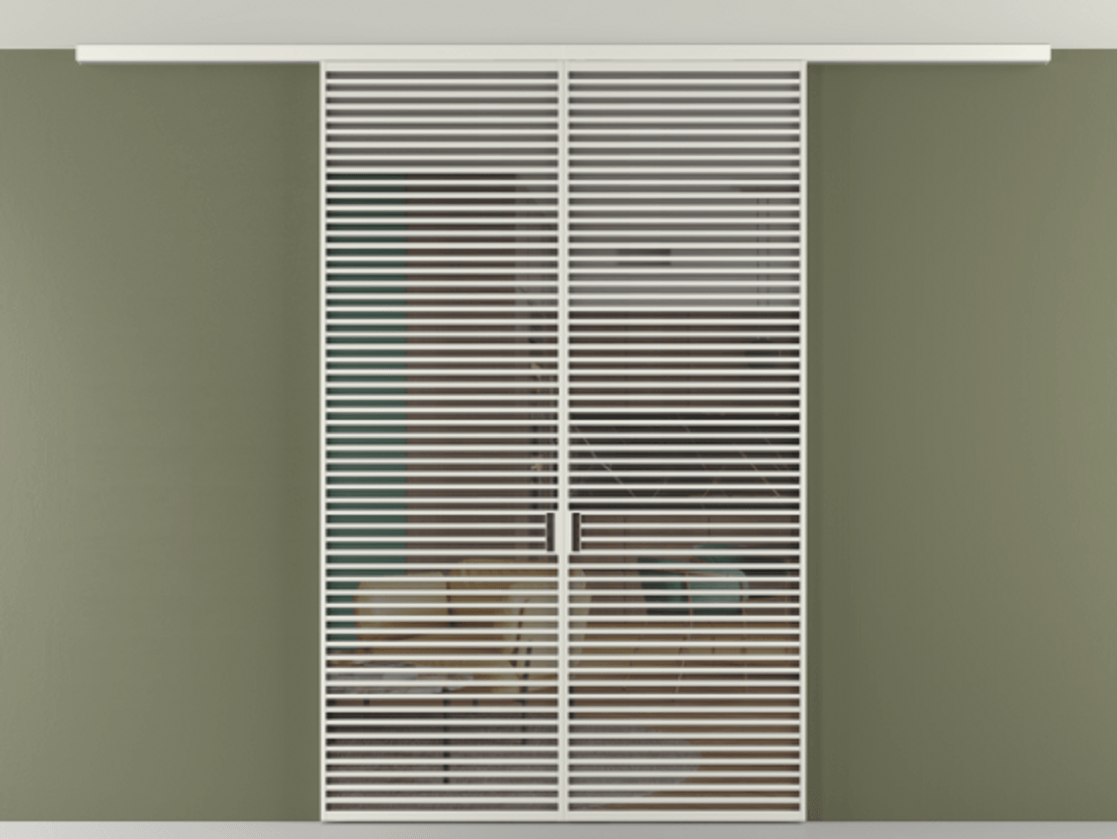 Перегородка Формато вдоль стены на потолок 2 створки АЛПР 040.07 Алюминий серый Прозрачное серое стекло, триплекс Цена 2477450 AMD | Volhovec