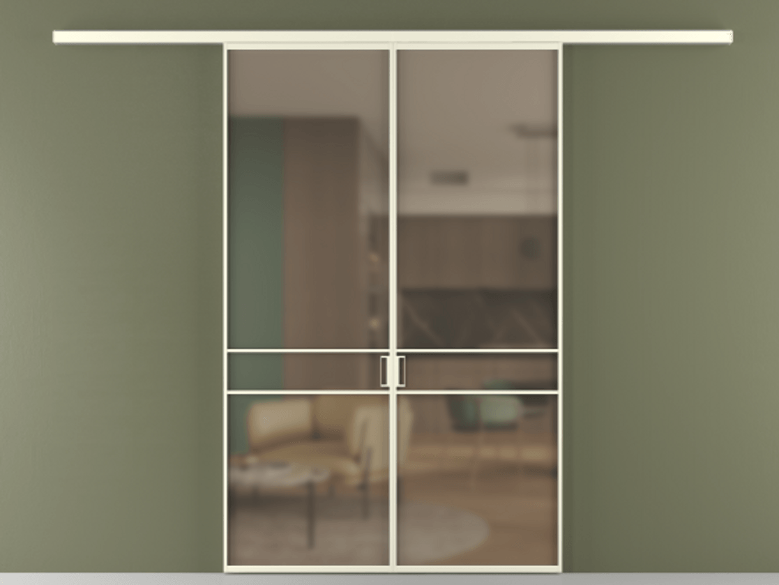 Перегородка Формато вдоль стены 2 створки АЛПР 040.02 Алюминий молочно-белый Сатинированное бронзовое стекло, триплекс Цена 1318110 AMD | Volhovec