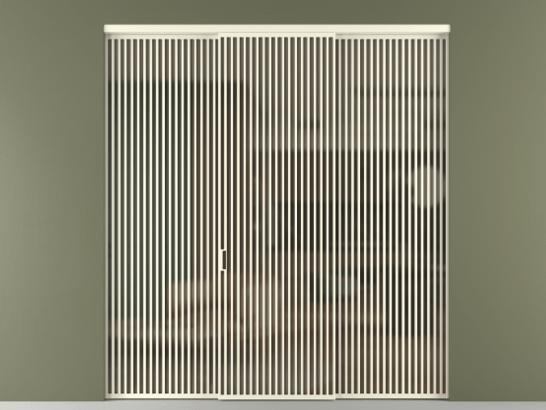 Перегородка Формато внутри проёма 3 створки АЛПР 040.06 Алюминий молочно-белый Сатинированное бронзовое стекло, триплекс Цена 457775 ₽ | Volhovec