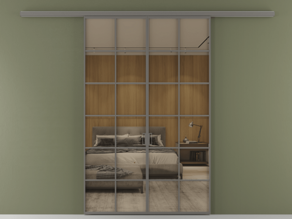 Перегородка Формато вдоль стены 2 створки АЛПР 040.05 Алюминий классический серый Рефлективное бронзовое стекло "Стопсол", калёное. Цена 1784460 AMD 1. Полотно 2 шт. (800/2100 мм)
2. Комплект установки раздвижной системы
3. Базовый комплект фурнитуры
4.Ручка Рондо. Фабрика дверей Волховец 8 (800) 551 43 19 Перегородка Формато вдоль стены 2 створки АЛПР 040.05 Алюминий классический серый Рефлективное бронзовое стекло "Стопсол", калёное Цена 1784460 AMD | Volhovec