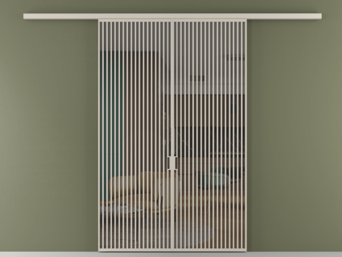 Перегородка Formato вдоль стены 2 створки АЛПР 040.06 Алюминий светло-бежевый Прозрачное серое стекло, триплекс Цена 2893180 AMD | Volhovec