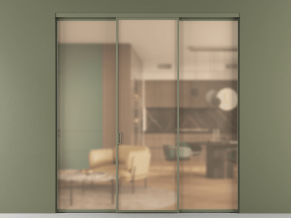 Перегородка Formato внутри проёма 3 створки АЛПР 040.01 Алюминий оливковый тёмный Сатинированное оранжевое стекло, триплекс. Цена 1518200 AMD 1. Полотно 3 шт. (800/2100 мм)
2. Комплект установки раздвижной системы
3. Базовый комплект фурнитуры
4.Ручка RONDO. Фабрика дверей Волховец 8 (800) 551 43 19 Перегородка Formato внутри проёма 3 створки АЛПР 040.01 Алюминий оливковый тёмный Сатинированное оранжевое стекло, триплекс Цена 1518200 AMD | Volhovec