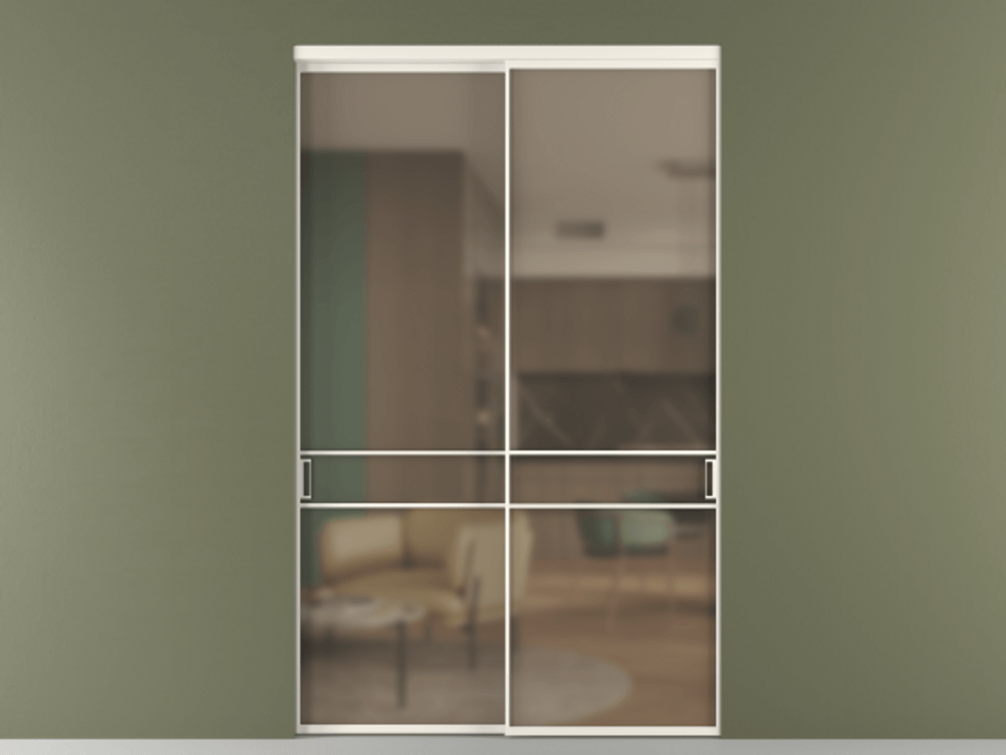 Перегородка Формато внутри проёма 2 створки АЛПР 040.02 Алюминий пудровый белый Сатинированное бронзовое стекло, триплекс Цена 2864510 AMD  | Volhovec