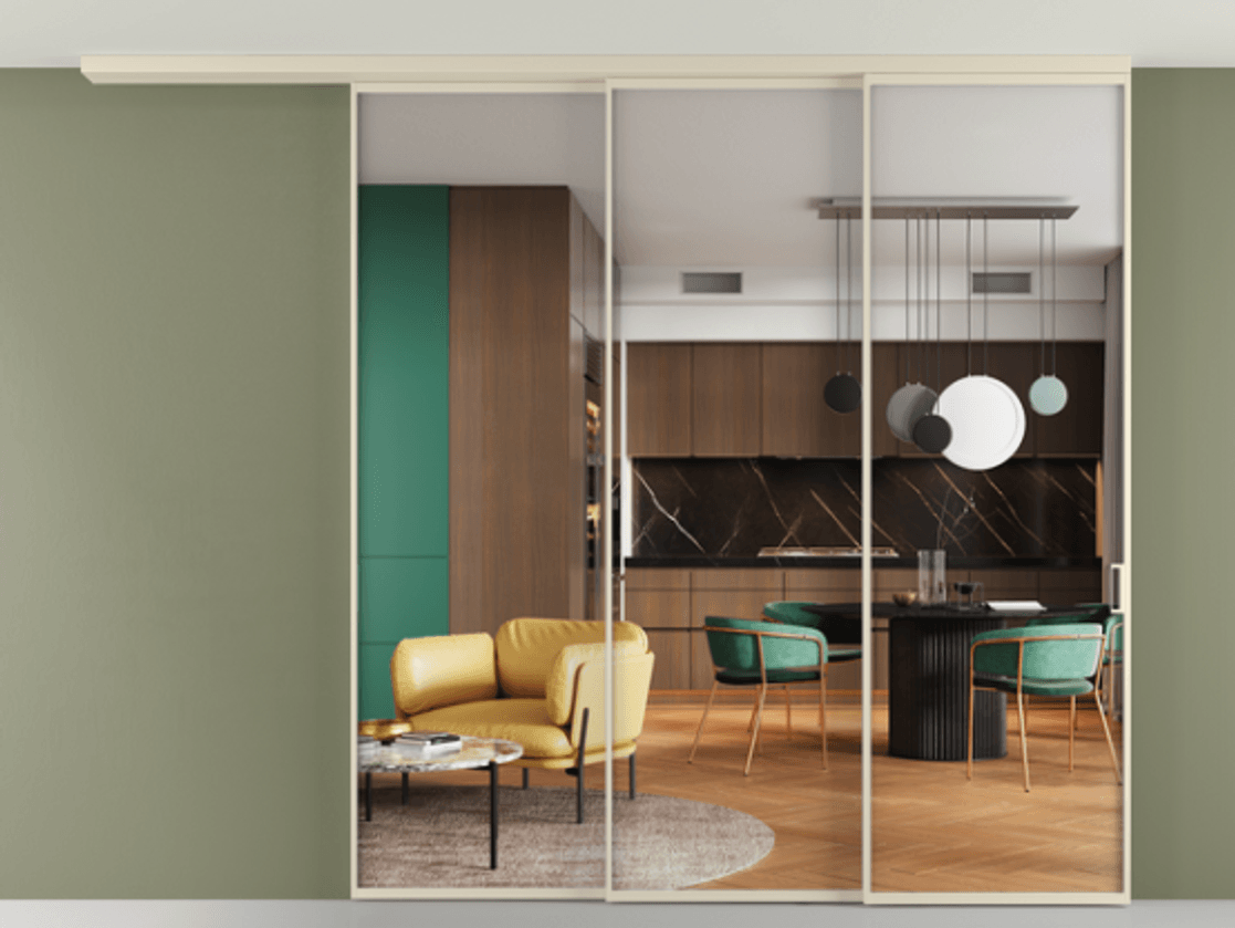 Перегородка Формато вдоль стены на потолок 3 створки с синхронным механизмом АЛПР 040.01 Алюминий бежево-серый Прозрачное стекло "Кристал Вижн", калёное. Цена 2706420 AMD 1. Полотно 2 шт. (800/2100 мм)
2. Комплект установки раздвижной системы
3. Базовый комплект фурнитуры
4.Ручка Рондо. Фабрика дверей Волховец 8 (800) 551 43 19 Перегородка Формато вдоль стены на потолок 3 створки с синхронным механизмом АЛПР 040.01 Алюминий бежево-серый Прозрачное стекло "Кристал Вижн", калёное Цена 2706420 AMD | Volhovec