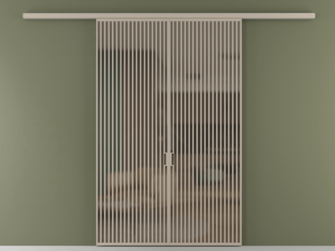 Перегородка Formato вдоль стены 2 створки АЛПР 040.06 Алюминий бисквитный Сатинированное бронзовое стекло, триплекс Цена 2893180 AMD | Volhovec