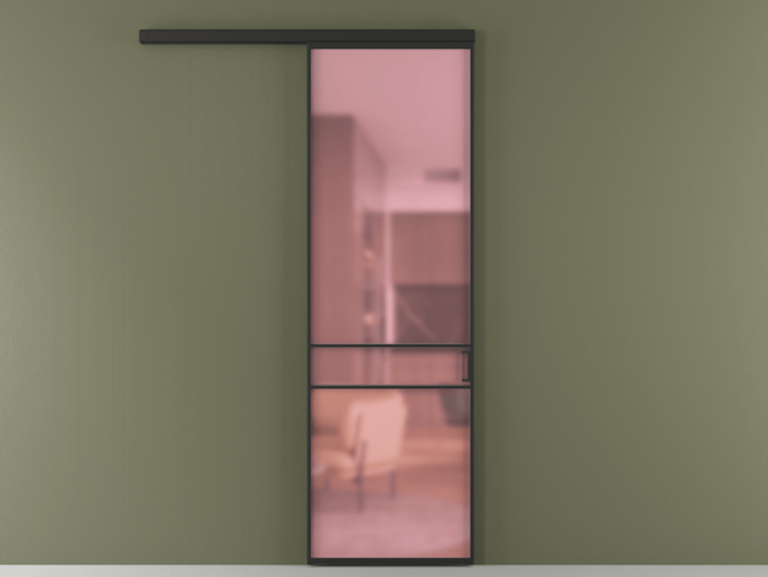 Перегородка Formato вдоль стены 1 створка АЛПР 040.02 Алюминий Черный Сатинированное розовое стекло, триплекс Цена 687200 AMD  | Volhovec