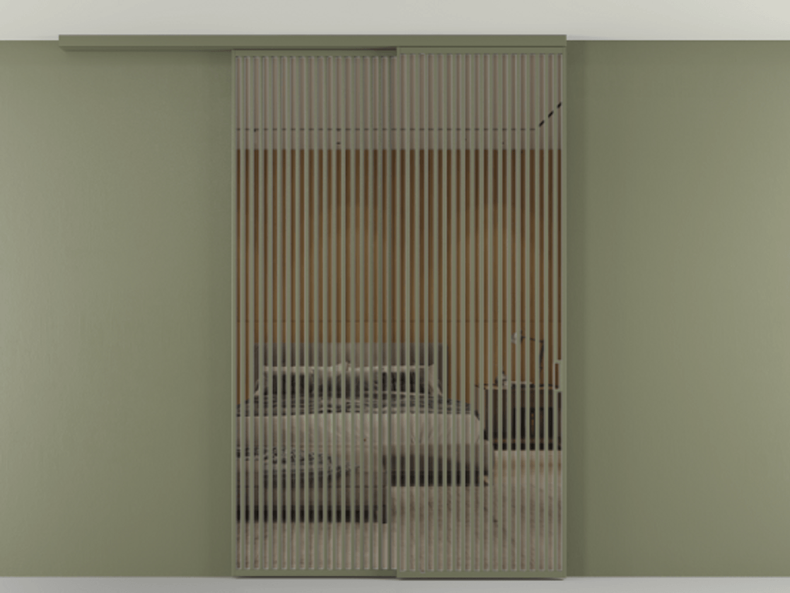 Перегородка Формато вдоль стены на потолок 2 створки с синхронным механизмом АЛПР 040.06 Алюминий оливковый тёмный Рефлективное бронзовое стекло "Стопсол", калёное. Цена 3124200 AMD 1. Полотно 2 шт. (800/2100 мм)
2. Комплект установки раздвижной системы
3. Базовый комплект фурнитуры
4.Ручка Рондо. Фабрика дверей Волховец 8 (800) 551 43 19 Перегородка Формато вдоль стены на потолок 2 створки с синхронным механизмом АЛПР 040.06 Алюминий оливковый тёмный Рефлективное бронзовое стекло "Стопсол", калёное Цена 3124200 AMD | Volhovec