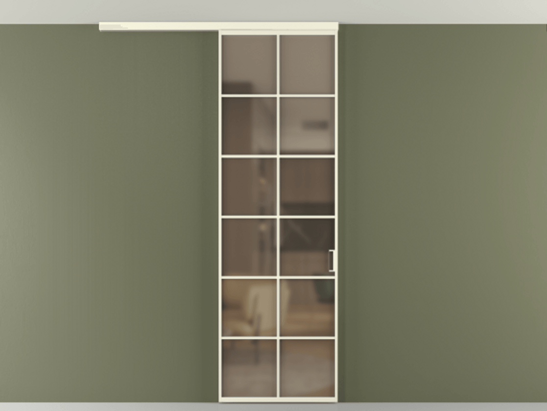 Перегородка Формато вдоль стены на потолок 1 створка АЛПР 040.05 Алюминий молочно-белый Сатинированное бронзовое стекло, триплекс Цена 727350 AMD | Volhovec