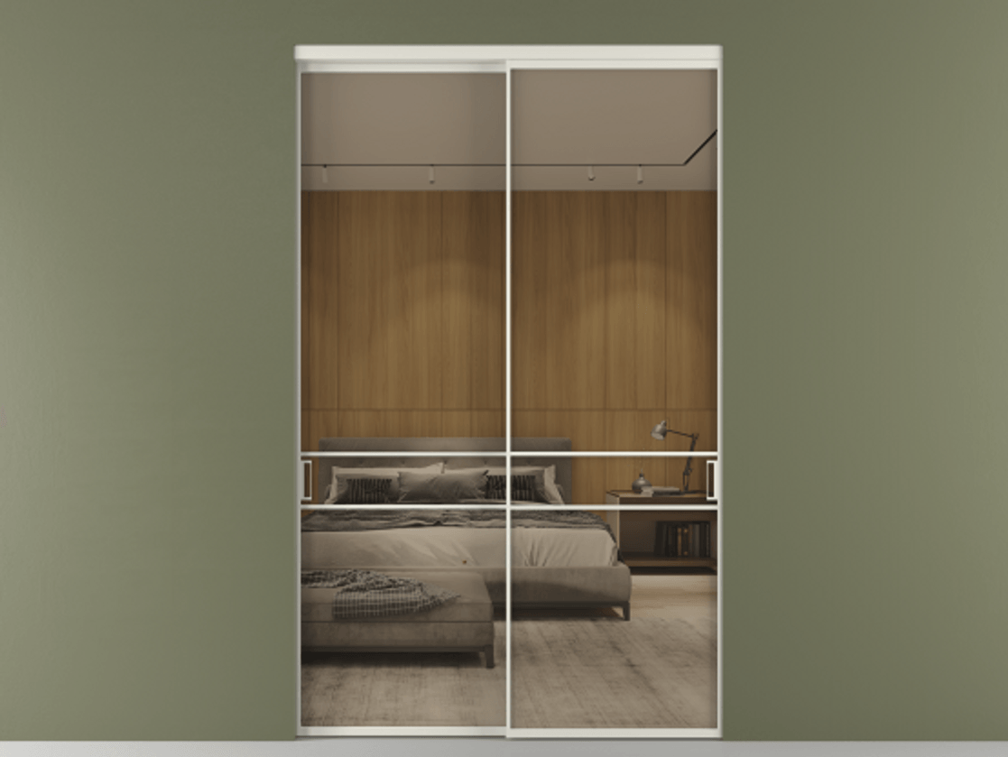 Перегородка Formato внутри проёма двустворчатая АЛПР 040.02 Алюминий Белый Рефлективное бронзовое стекло "Stopsol", калёное, 6 мм. Скрытый короб БЕЛ Цена 205400 ₽ 1. Полотно 2 шт. (800/2100 мм)
2. Комплект установки раздвижной системы
3. Базовый комплект фурнитуры
4.Ручка RONDO. Фабрика дверей Волховец 8 (800) 551 43 19 Перегородка Formato внутри проёма двустворчатая АЛПР 040.02 Алюминий Белый Рефлективное бронзовое стекло "Stopsol", калёное, 6 мм Цена 205400 ₽ | Volhovec