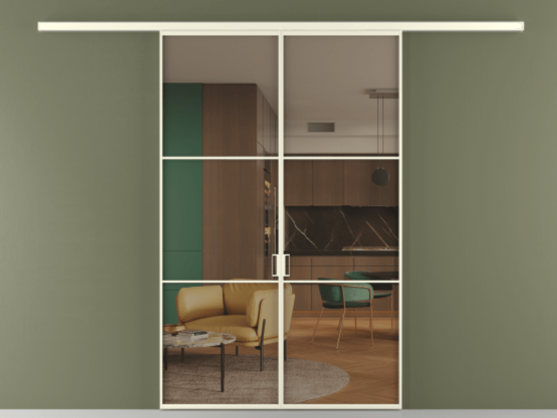 Перегородка Formato вдоль стены 2 створки АЛПР 040.03 Алюминий молочно-белый Прозрачное бронзовое стекло, триплекс Цена 1571350 AMD | Volhovec