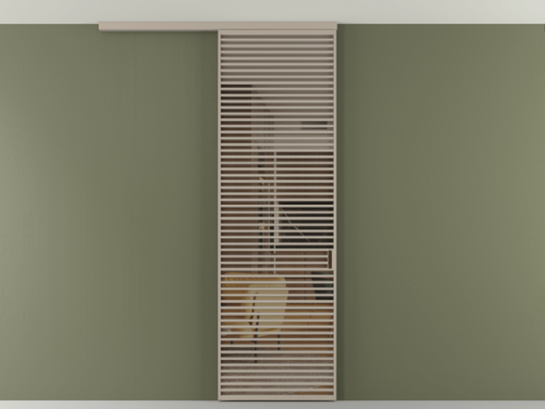 Перегородка Формато вдоль стены на потолок 1 створка АЛПР 040.07 Алюминий бисквитный Прозрачное бронзовое стекло, триплекс Цена 1262670 AMD | Volhovec