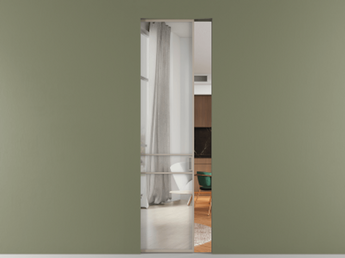 Перегородка Formato скрытый пенал 1 створка АЛПР 040.02 Алюминий бисквитный Двустороннее зеркало, триплекс , триплекс 6 мм Цена 1149200 AMD | Volhovec