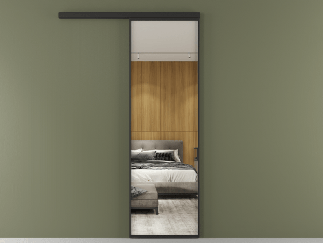 Перегородка Formato вдоль стены 1 створка АЛПР 040.01 Алюминий Черный Двустороннее зеркало, триплекс , триплекс 6 мм Цена 659160 AMD  | Volhovec