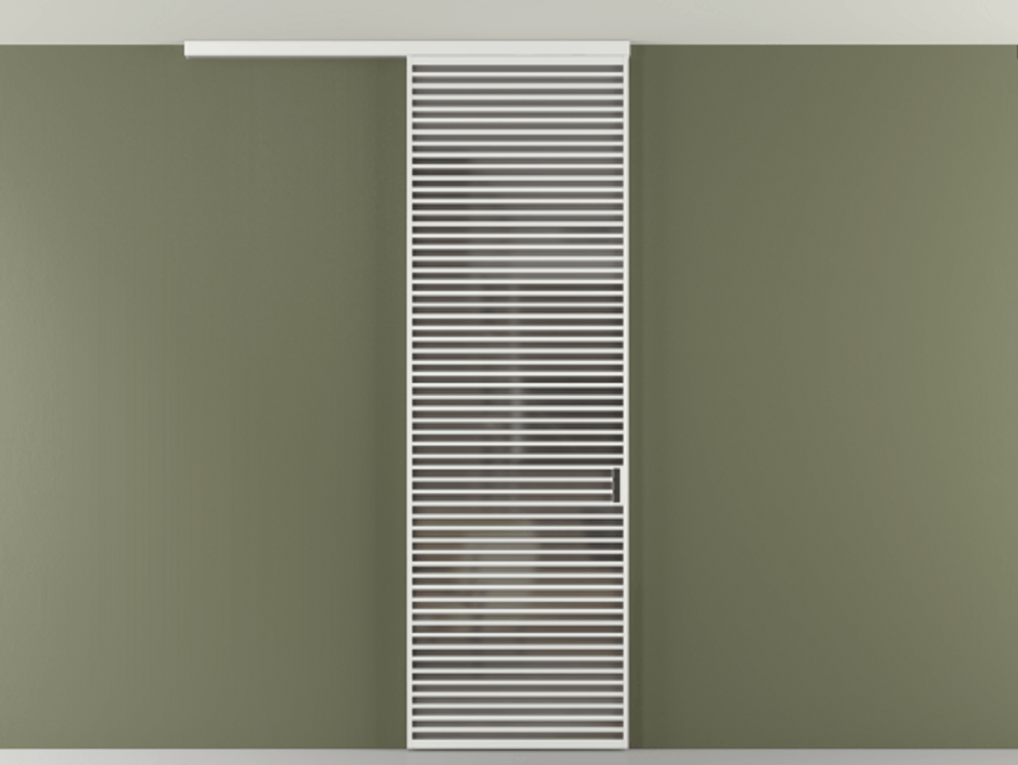 Перегородка Формато вдоль стены на потолок 1 створка АЛПР 040.07 Алюминий белоснежный Сатинированное серое стекло, триплекс Цена 1262670 AMD | Volhovec