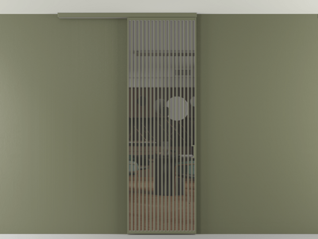 Перегородка Формато вдоль стены на потолок 1 створка АЛПР 040.06 Алюминий оливковый тёмный Прозрачное серое стекло, триплекс Цена 1262670 AMD | Volhovec